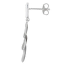 Sterling Silver Pave Leaves CZ Dangle Earrings