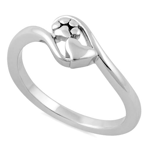 Sterling Silver Paw & Heart Ring