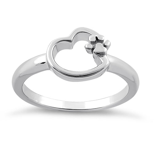 Sterling Silver Paw & Heart Ring