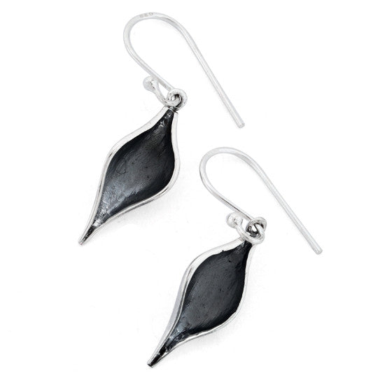 Sterling Silver Pea Oxidized Dangle Earrings