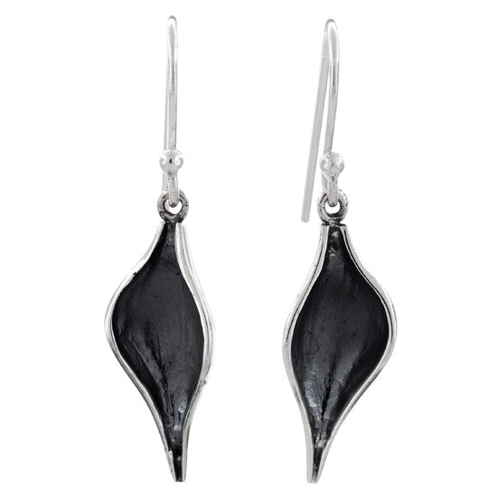 Sterling Silver Pea Oxidized Dangle Earrings