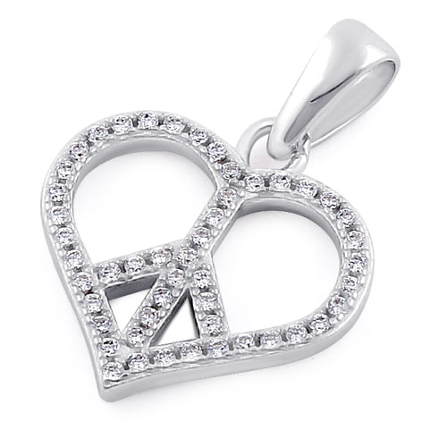 Sterling Silver Peace & Love Clear CZ Pendant