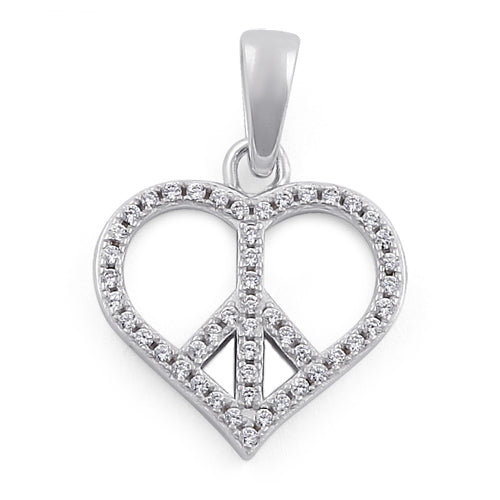Sterling Silver Peace & Love Clear CZ Pendant