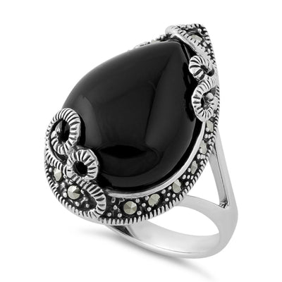 Onyx marcasite ring hot sale