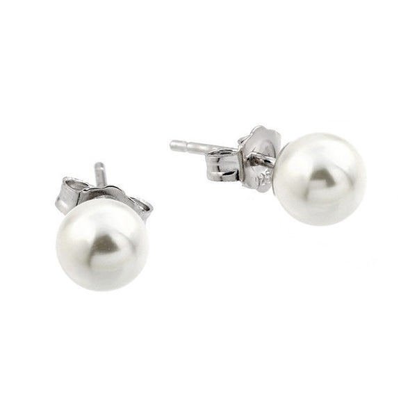 Sterling Silver Synthetic Pearl 5MM Earrings