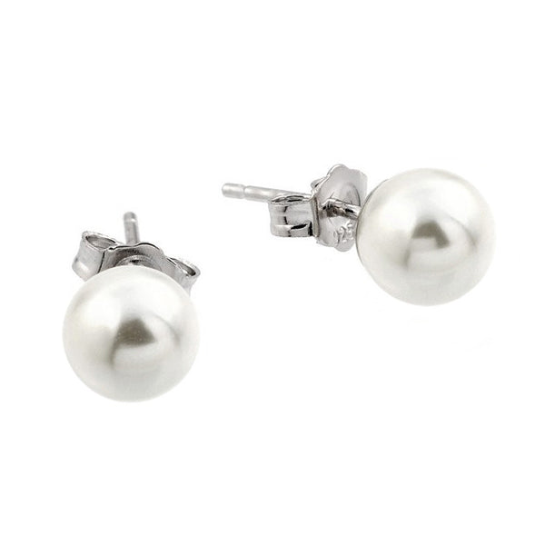 Sterling Silver Synthetic Pearl 6MM Earrings