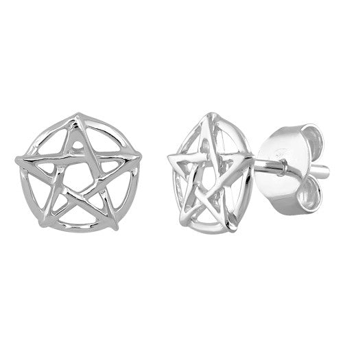 Sterling Silver Pentagram Earrings
