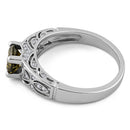 Sterling Silver Peridot Round Cut Engagement CZ Ring