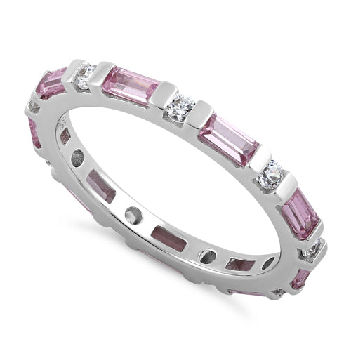 Sterling Silver Pink and White CZ Eternity Ring