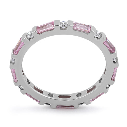 Sterling Silver Pink and White CZ Eternity Ring