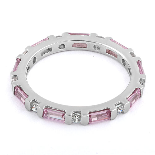 Sterling Silver Pink and White CZ Eternity Ring