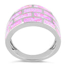 Sterling Silver Pink Bricks Lab Opal Ring