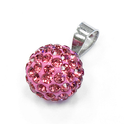 Sterling Silver Pink CZ Ball Pendant
