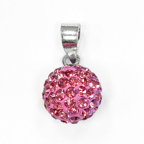 Sterling Silver Pink CZ Ball Pendant