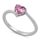 Sterling Silver Pink Heart CZ Ring