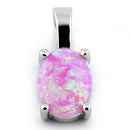 Sterling Silver Pink Lab Opal Oval Pendant