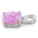 Sterling Silver Pink Lab Opal Oval Pendant