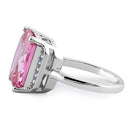 Sterling Silver Pink Radiant Cut CZ Ring