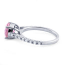 Sterling Silver Pink Round Cut Engagement CZ Ring