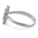 Sterling Silver Pink Six Round Stones Adjustable CZ Ring