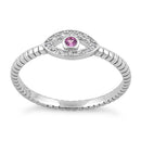Sterling Silver Pink Stone Evil Eye CZ Ring