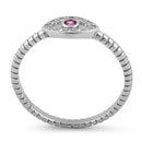 Sterling Silver Pink Stone Evil Eye CZ Ring