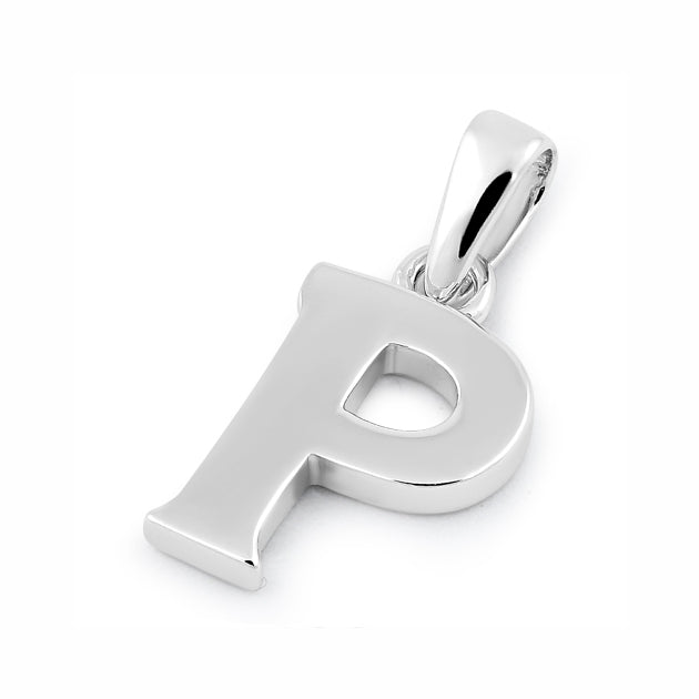 Sterling Silver Plain Letter P Pendant