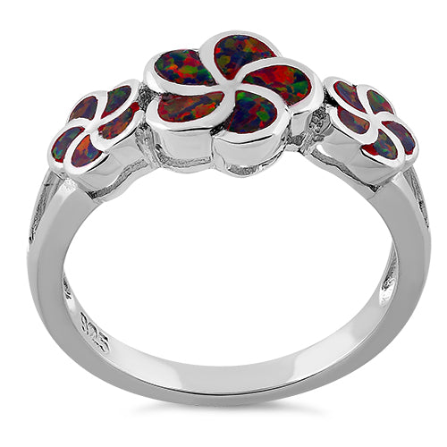 Sterling Silver Plumeria Black Lab Opal Ring