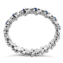 Sterling Silver Plumeria Blue Spinel CZ Eternity Band Ring