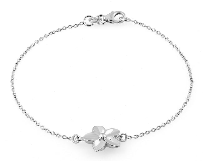 Sterling Silver Plumeria Bracelet