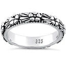 Sterling Silver Plumeria Flower Eternity Band