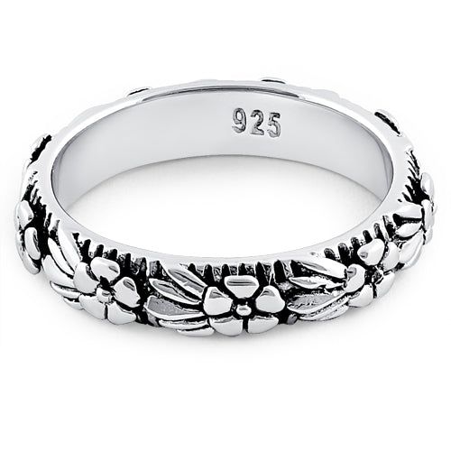 Sterling Silver Plumeria Flower Eternity Band