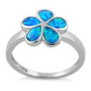 Sterling Silver Plumeria Lab Opal Ring