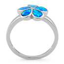 Sterling Silver Plumeria Lab Opal Ring