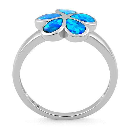 Sterling Silver Plumeria Lab Opal Ring