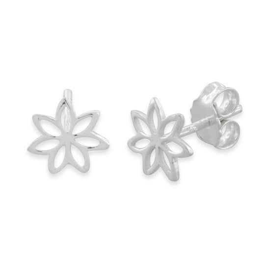 Sterling Silver Plumeria Stud Earrings