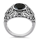 Sterling Silver Plush Oval Cut Black CZ Ring