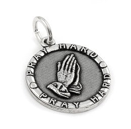 Sterling Silver Pray Hard Pendant