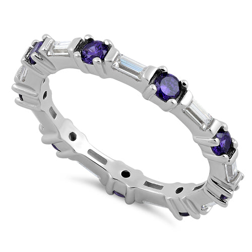 Sterling Silver Precious Eternity Amethyst CZ Ring