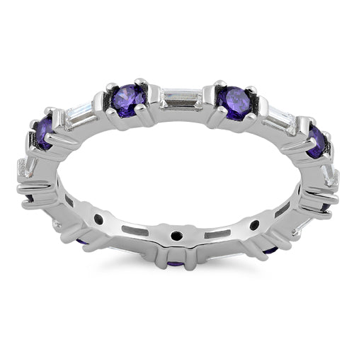 Sterling Silver Precious Eternity Amethyst CZ Ring