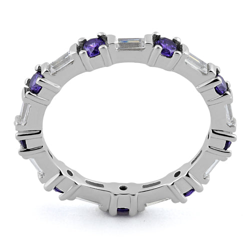 Sterling Silver Precious Eternity Amethyst CZ Ring