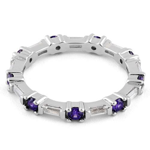 Sterling Silver Precious Eternity Amethyst CZ Ring