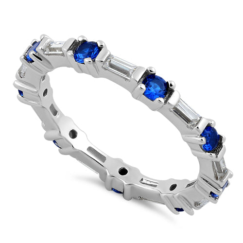 Sterling Silver Precious Eternity Blue Spinel CZ Ring