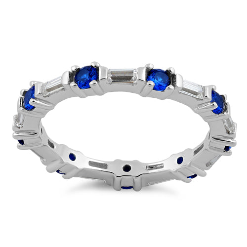 Sterling Silver Precious Eternity Blue Spinel CZ Ring