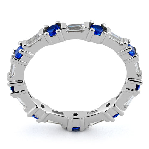 Sterling Silver Precious Eternity Blue Spinel CZ Ring