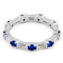 Sterling Silver Precious Eternity Blue Spinel CZ Ring