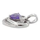 Sterling Silver Precious Heart Dark Violet CZ Pendant