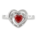 Sterling Silver Precious Heart Garnet CZ Ring