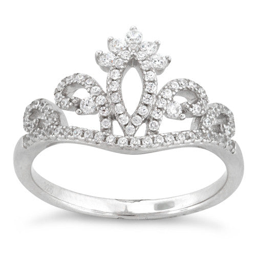 Sterling Silver Princess Crown CZ Ring