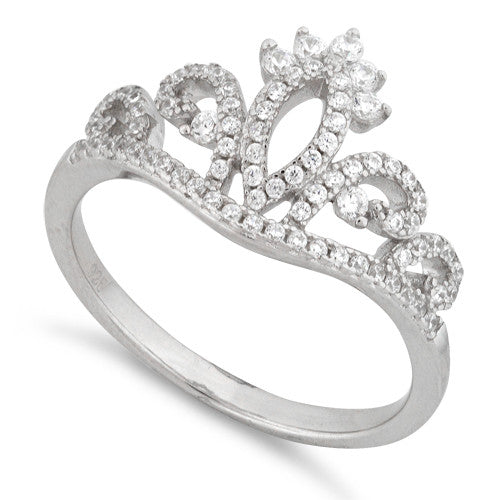 Sterling Silver Princess Crown CZ Ring